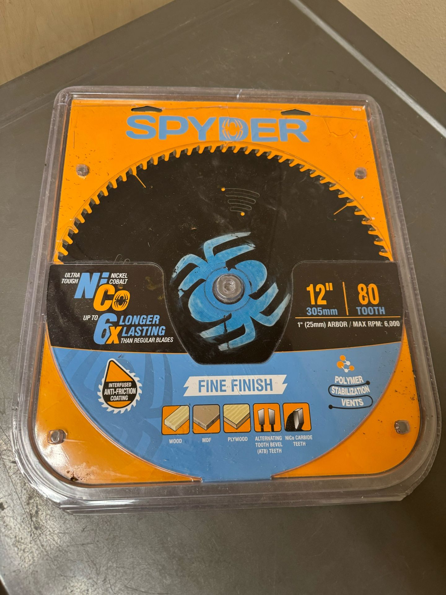 Spyder Fine 12-in 80 -Tooth Fine Finish Tungsten carbide-tipped steel Miter/Table saw blade