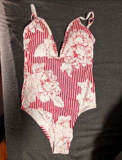 One piece Floral Striped Swimsuit