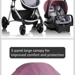 Evenflo Pivot Modular Travel System with LiteMax Infant Car Seat (Dusty Rose Pink)