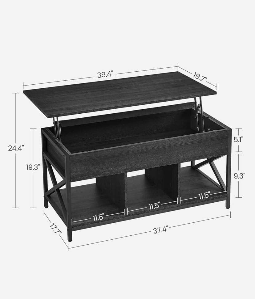 Lift Top Coffee Table, Lift Coffee Table with Storage Shelf, Hidden Compartments and Lifting Top