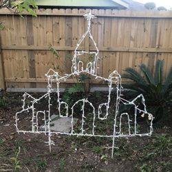 5’ Christmas “Church” Wrought Iron Yard Outside Ornament 