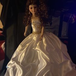 Doll In  Authentic Wedding Gown Ceramic 
