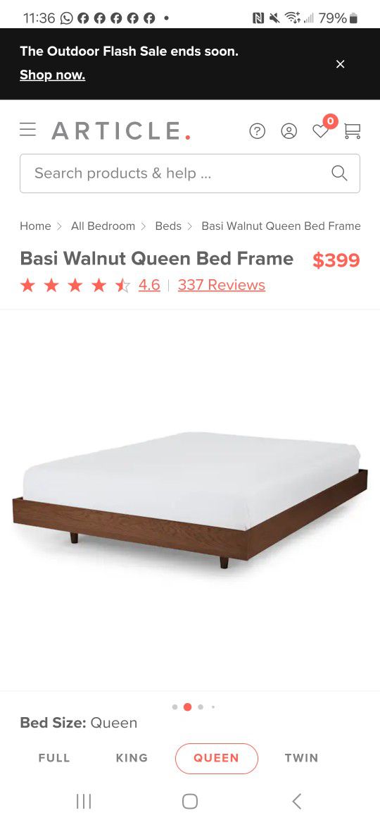 Basi Walnut Queen Bed Frame