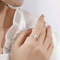 Elegant Sterling Silver Halo Engagement Ring (Size 6,7,8)