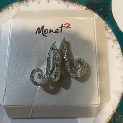 Vintage Monet Letter Brooch excellent condition 