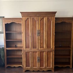 Computer Cabinet Wall Unit With Bookshelves