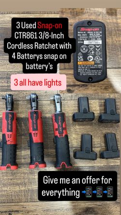 3 snap on ratchet and batteries