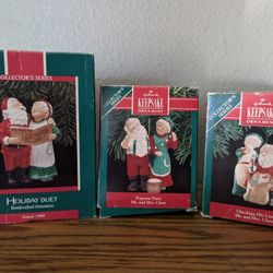  3 Vintage Hallmark Keepsake Ornaments Mr & Mrs Clause Series