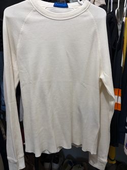 Cream Thermal Waffle Knit Long Sleeve Shirt