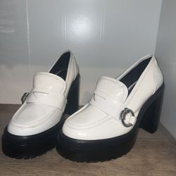 white gianni bini maxxwelle platform heels size 6.5 womens 
