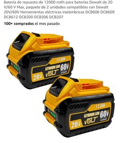 12000mAh Replacement Battery for Dewalt 20V/60V Max Batteries, Pack of 2 Units Compatible with Dewalt 20V/60V Wireless Power Tools DCB606 DCB609