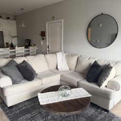 Neutral Sectional Sofa (98”x98”) – Comfortable L-Shaped Couch – Good Condition