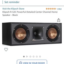 Speaker- Klipsch R-52C Center channel speaker 