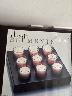 New! Nine candles and wood stand