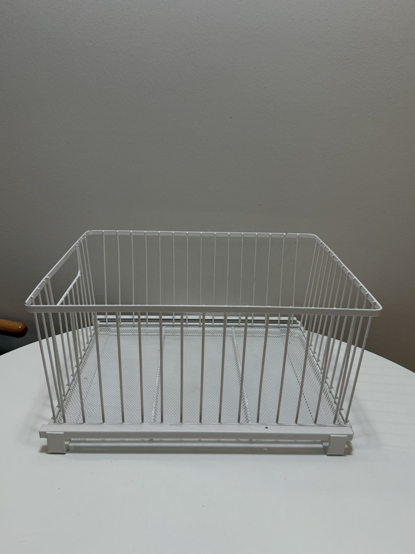Under Cabinet Open Drawer Organization Sliding Storage White Metal Wire