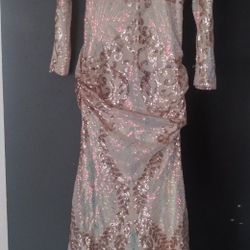 Blush/tan with gold Sequin