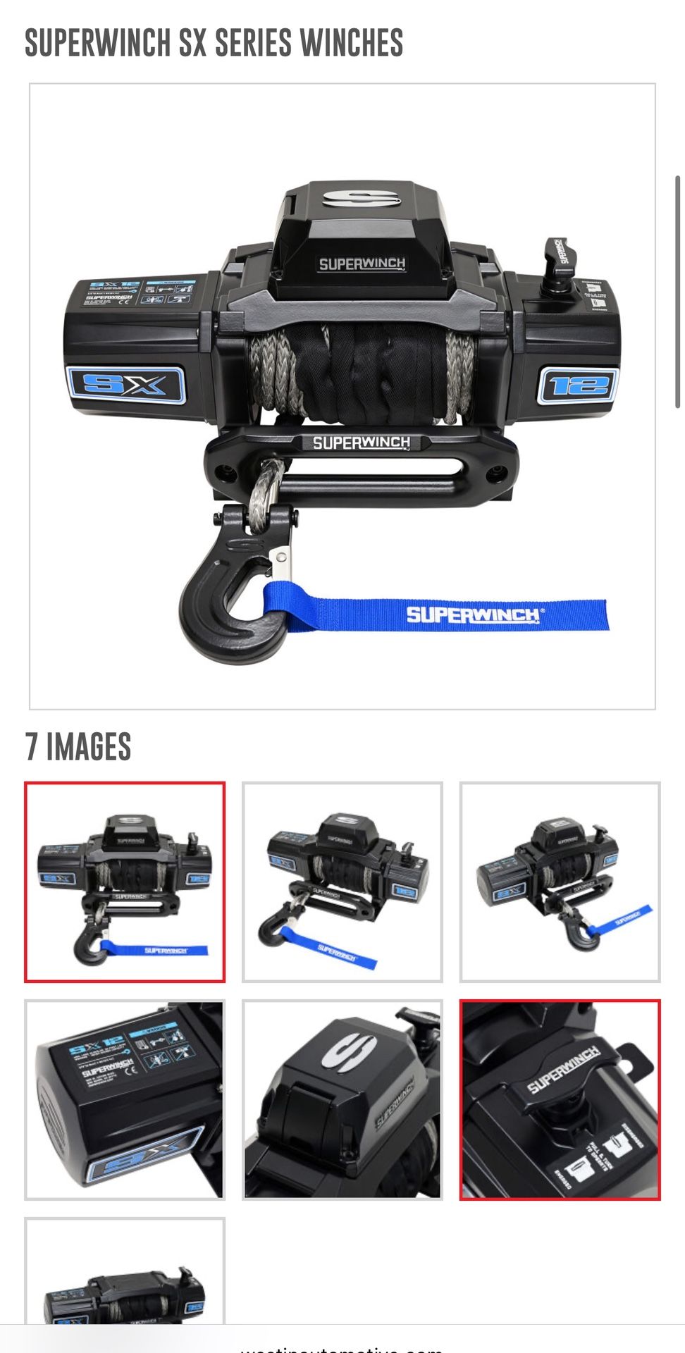 Superwinch SX12SR 12,000 LB 12V Winch With Synthetic Rope Midnight Black