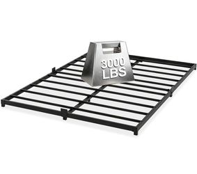King Size Low Platform Bed Frame, 3" Ground, Heavy Duty, King