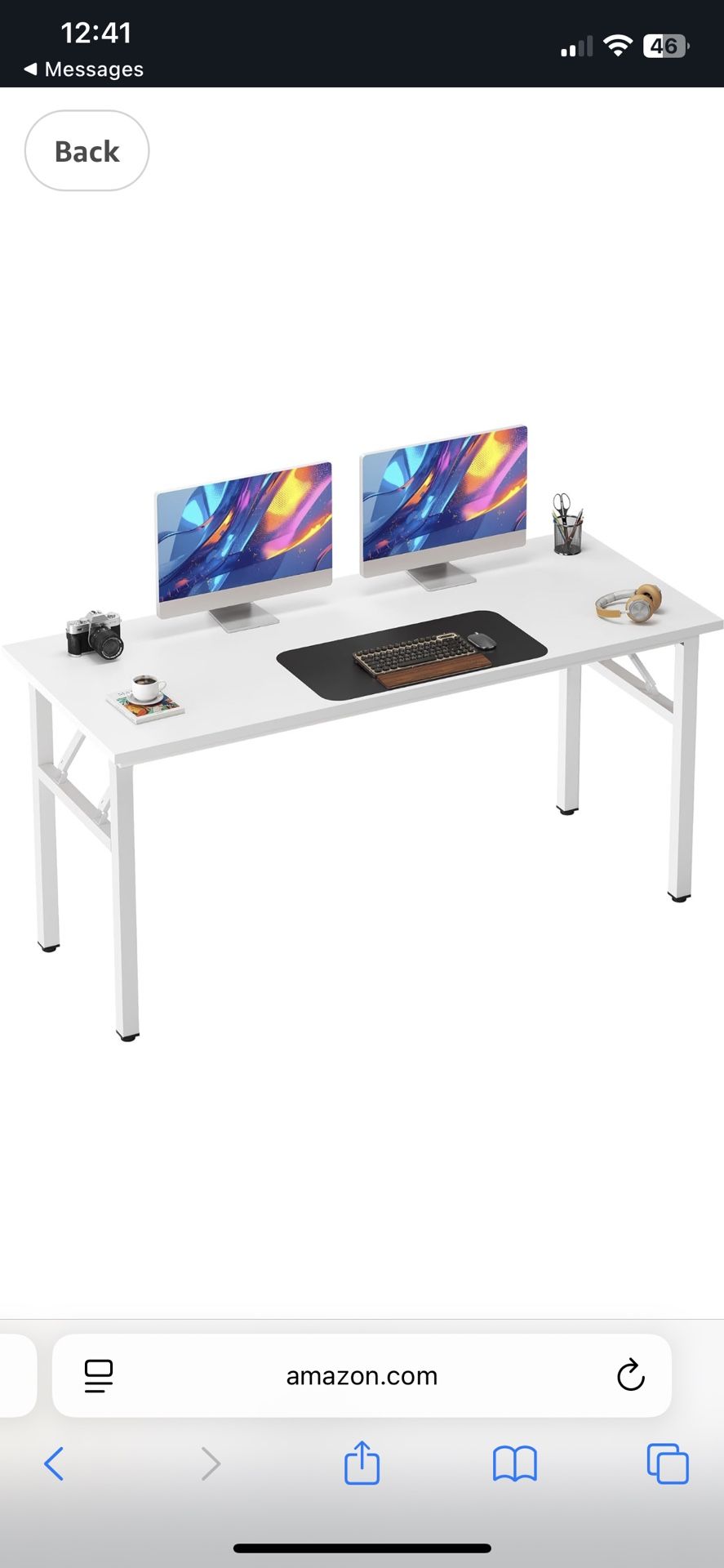 Need Folding Desk, 54 inch Large Computer Desk for Home Office, No Install Needed Study Student Writing Table Desk Workstation, White