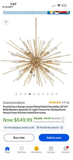 Possini euro design plated gold chandelier