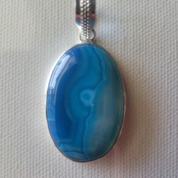 Beautiful Blue Agate Pendant 
