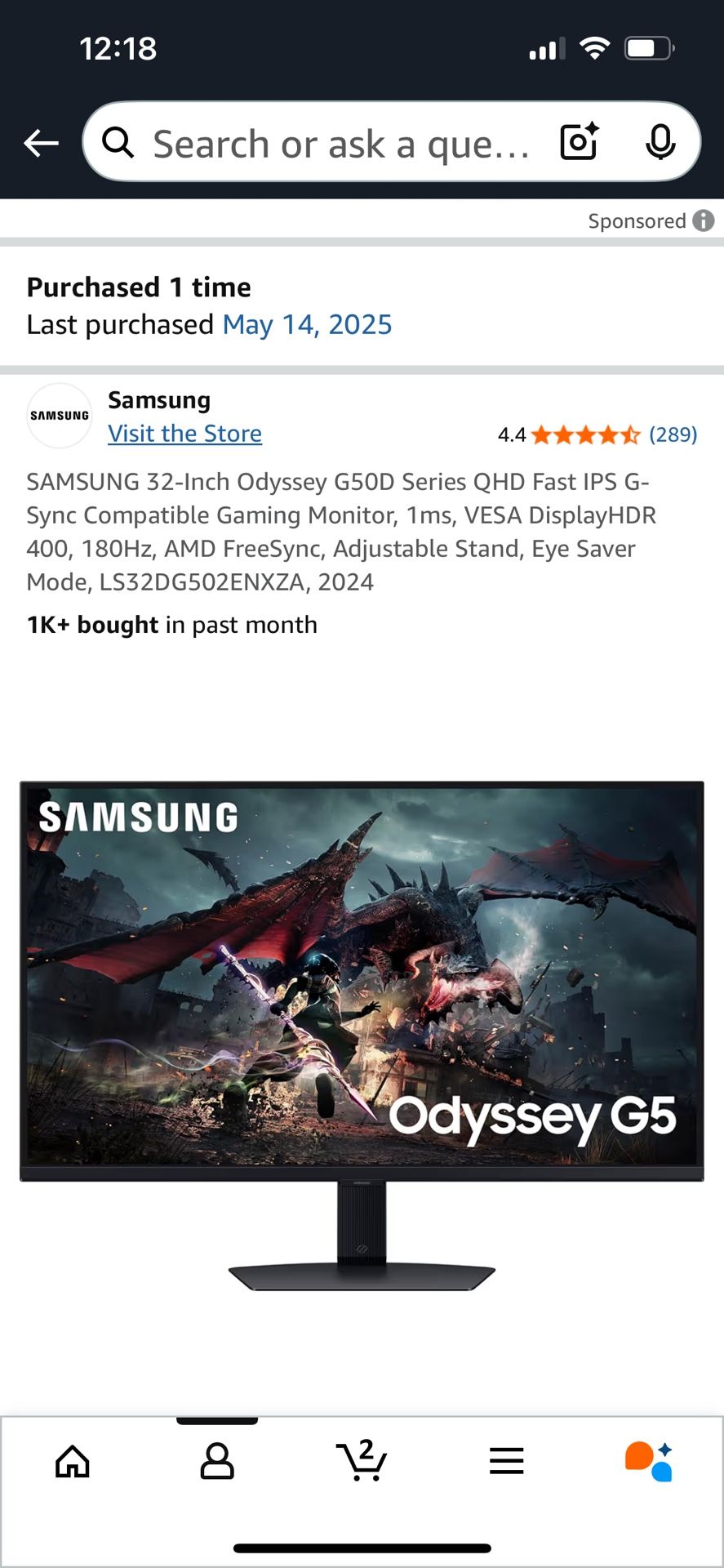 Brand New Samsung Odyssey G5 Gaming Monitor- 32”