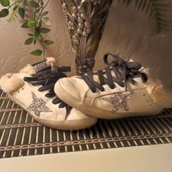 Woman's "USED" Golden Goose Super-Star  shearling-lined sneakers. Sz 8