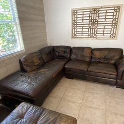 Leather Living Room L Shaped  Couch 