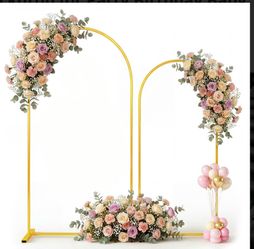 Toolterritary Gold Metal Wedding Arch Backdrop Stand  Set 7.2FT & 6FT