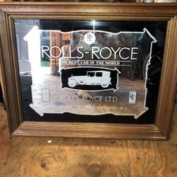 Vintage Rolls Royce Glass Sign 