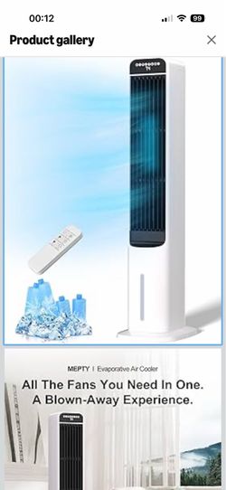 MEPTY 3-IN-1 Evaporative Air Cooler, Cooling Fans that Blow Cold Air with 120° Oscillation, 12H Timer, 3 Speeds, Portable Swamp Cooler for Indoor Use,