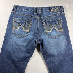 Y2k Royal Premium Baggy Men’s 36x32 Blue Jeans Embroidered Vintage Skater #2833