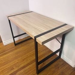 Like new Rustic Wood Grain Finish Console Table with Black Metal Frame