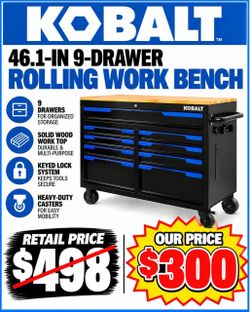 Kobalt 9 Drawer Rolling Work Bench