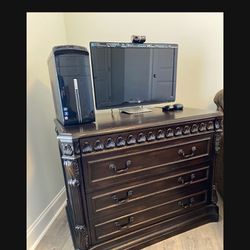 Cherry Wood  Office Chest/ File Cabinet/ Desk With 2 Drawers