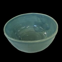 Vtg Studio Pottery Hand Thrown Ceramic  Rice Bowl Planter Blue Green Teal Signed