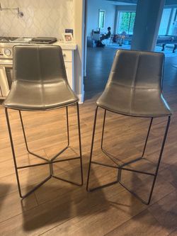 West Elm Leather Bar Stools