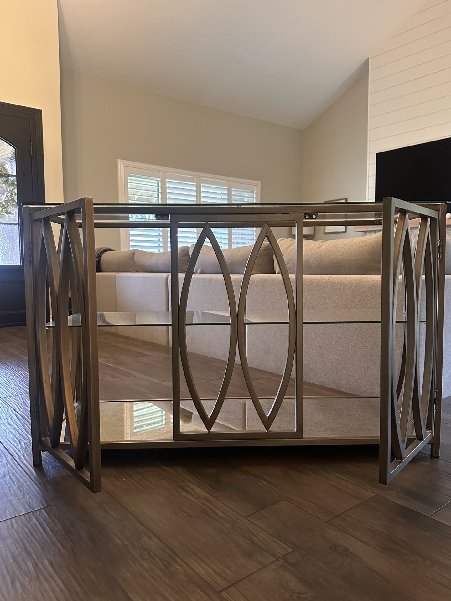 Metal Sofa/Console -Glass Shelves
