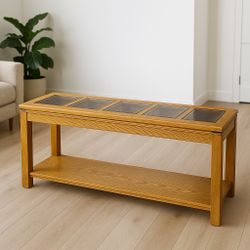 Solid Wood & Glass Display Console Table