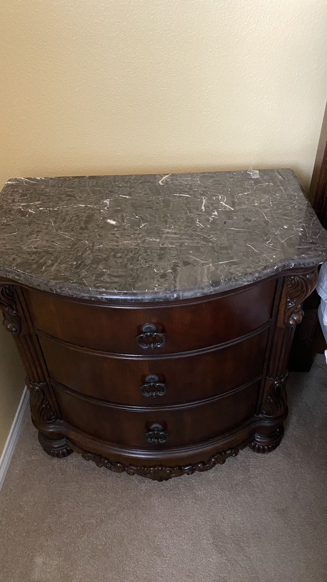 Estate Sale: Two elegant night stands w/marble tops