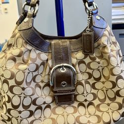 Coach Soho Signature Large Pleated Lynne Hobo Bag