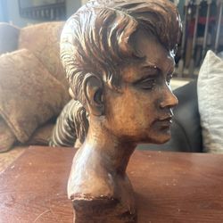 Vintage Dutch Girl Bust Head Ornament Statue Cast Reproduction Resin Statue Display c1960