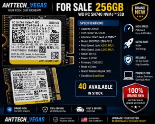 Brand New WD PC SN740 256GB NVMe Gen4 SSD – 40 Available