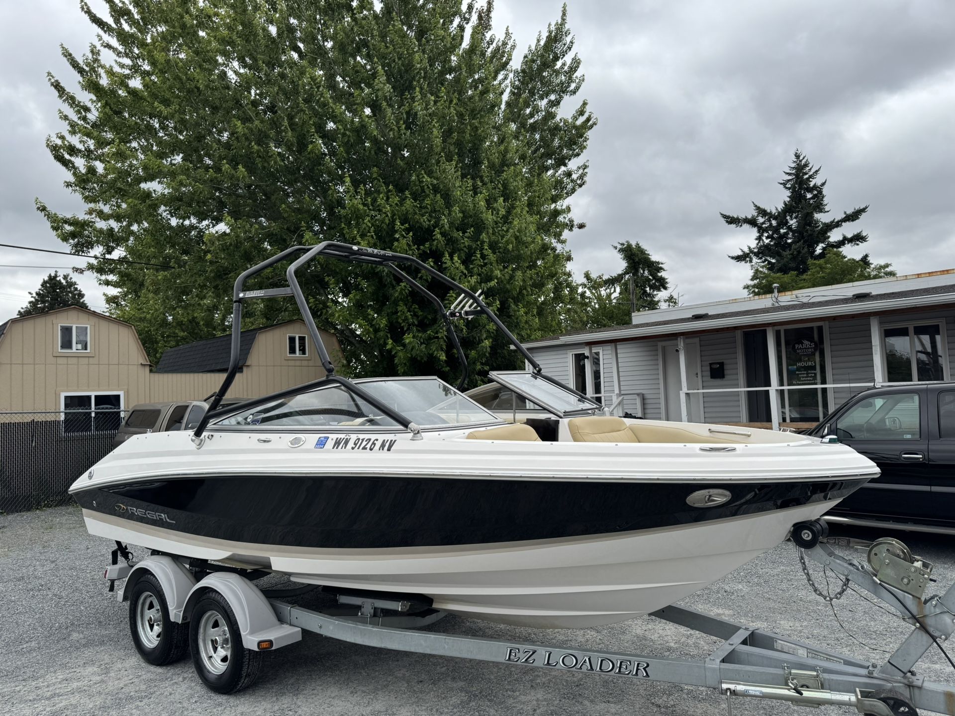 2008 Regal 2000 bowrider with a fold-down Sports wakeboard tower, and a stereo. It's a great boat for family and friends, as it has a 9-person cap