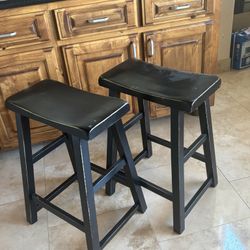 Two Counter height Wood Bar Stools