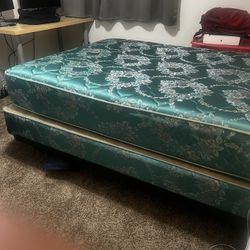 Like New- Full Size Mattress, Box Spring + Frame + Memory Foam