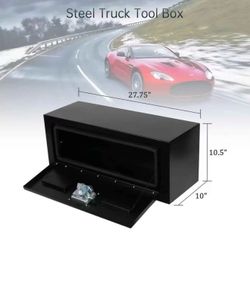 🥨Truck Box Steel Storage Tool Box,27.5”x 10.5” x 10” Tool Chest Organizer w/Lock and Keys For Pickup,Truck Bed, RV, Trailer,Heavy Duty Waterproof Bla