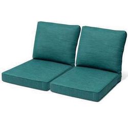 New Set of 2 Green Patio Couch Cushions with Removable Cover