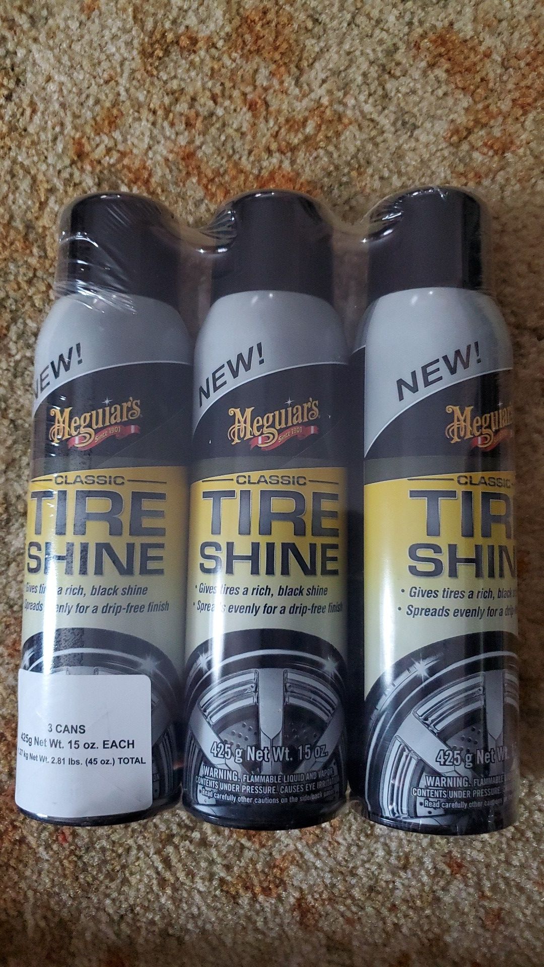 New Meguiars Classic Tire Shine 3 Cans 15 oz Each