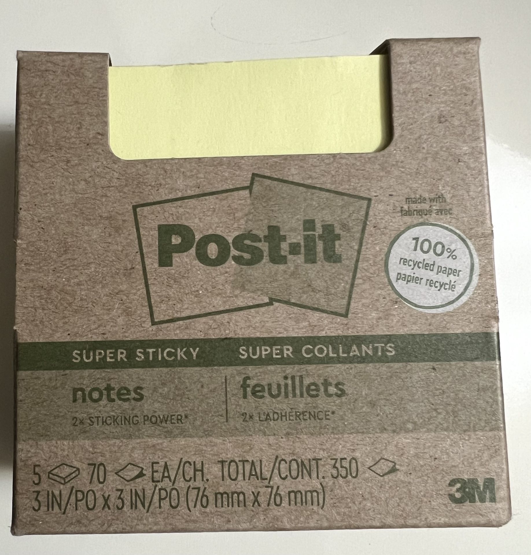 Post-it Recycled Super Sticky Notes 3" x 3" 